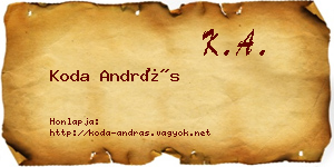 Koda András névjegykártya